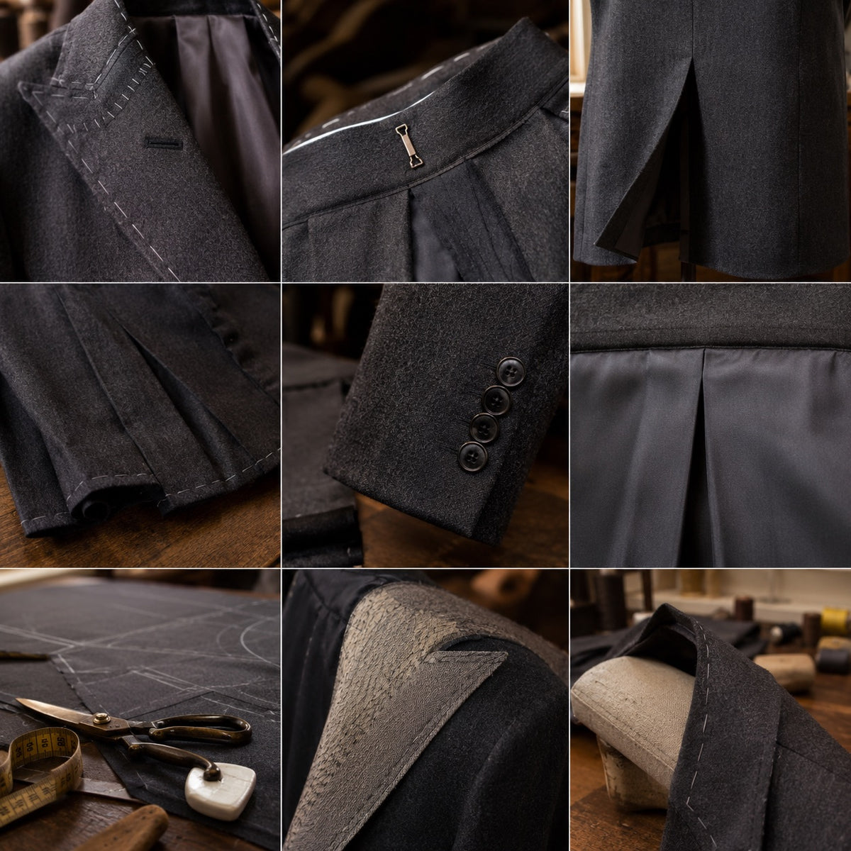 Bloomsbury long-line tailored coat jacket — Suit Jackets by CROWN TAILORING. close detail of the fabric and finish.
