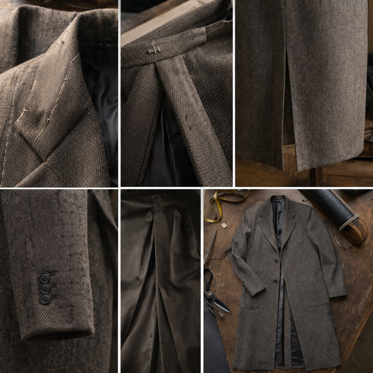 Marylebone long-line tailored coat jacket — Suit Jackets by CROWN TAILORING. close detail of the fabric and finish.
