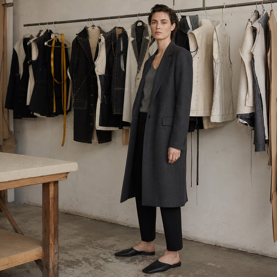 Marylebone long-line tailored coat jacket — Suit Jackets by CROWN TAILORING. shown worn.