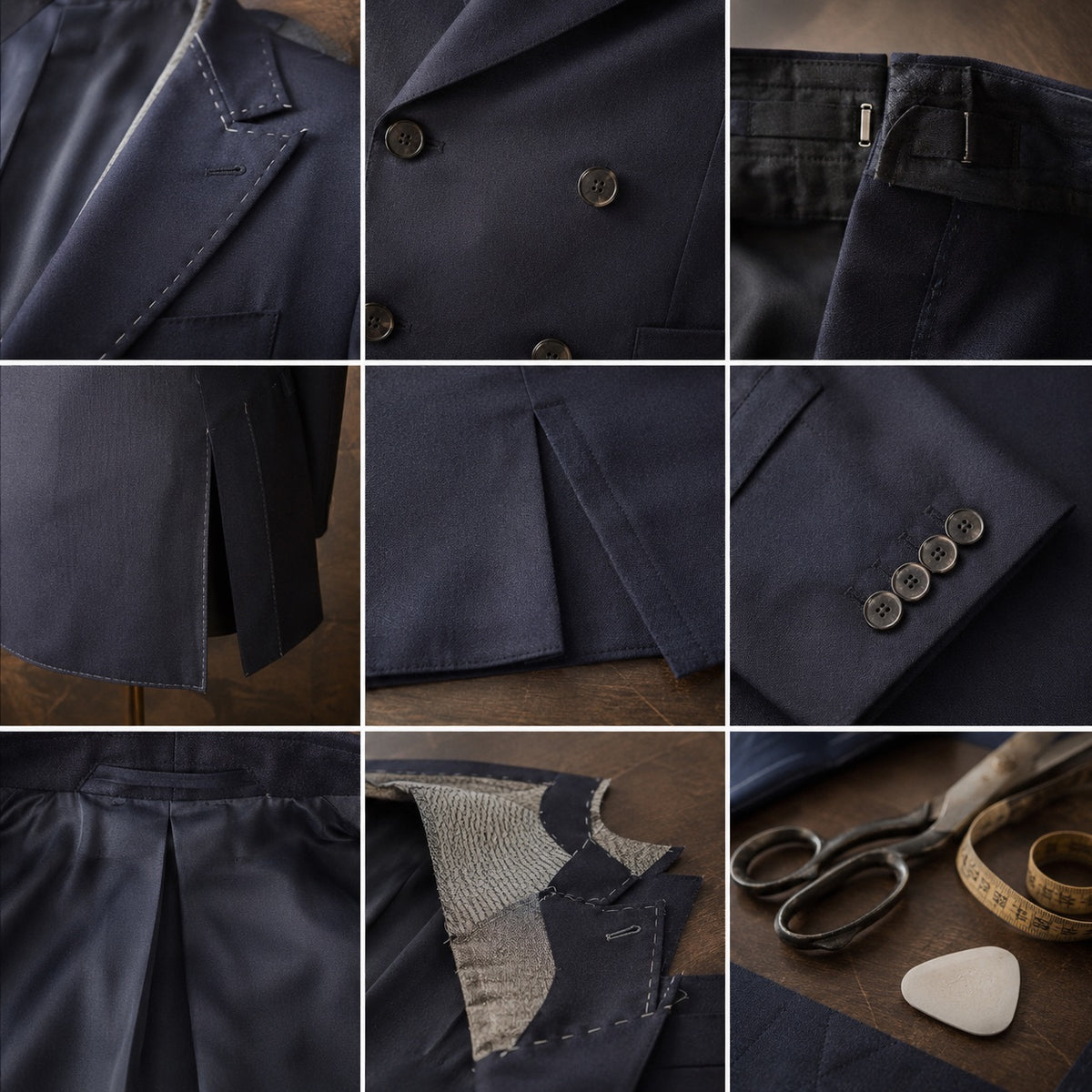 Bracken double-breasted suit jacket — Suit Jackets by CROWN TAILORING. close detail of the fabric and finish.