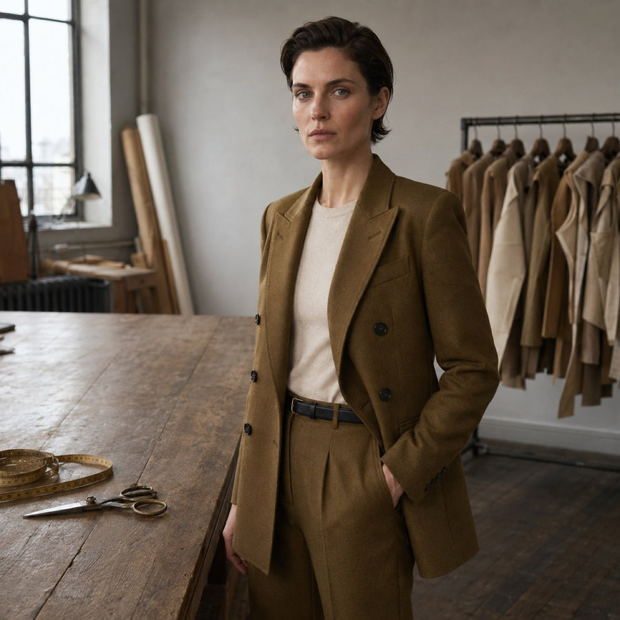 Bracken double-breasted suit jacket — Suit Jackets by CROWN TAILORING. shown worn.