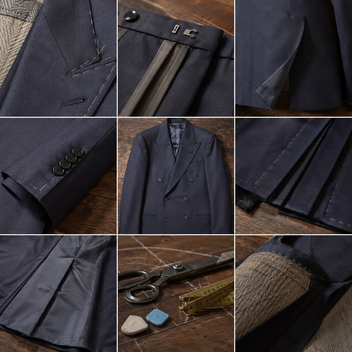 Bloomsbury double-breasted suit jacket — Suit Jackets by CROWN TAILORING. close detail of the fabric and finish.