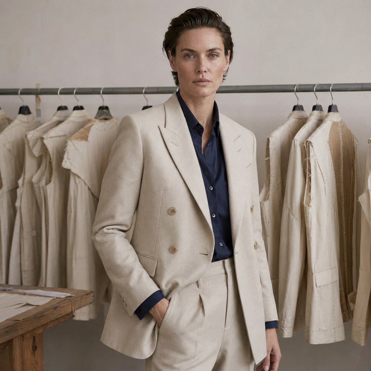 Bloomsbury double-breasted suit jacket — Suit Jackets by CROWN TAILORING. shown worn.