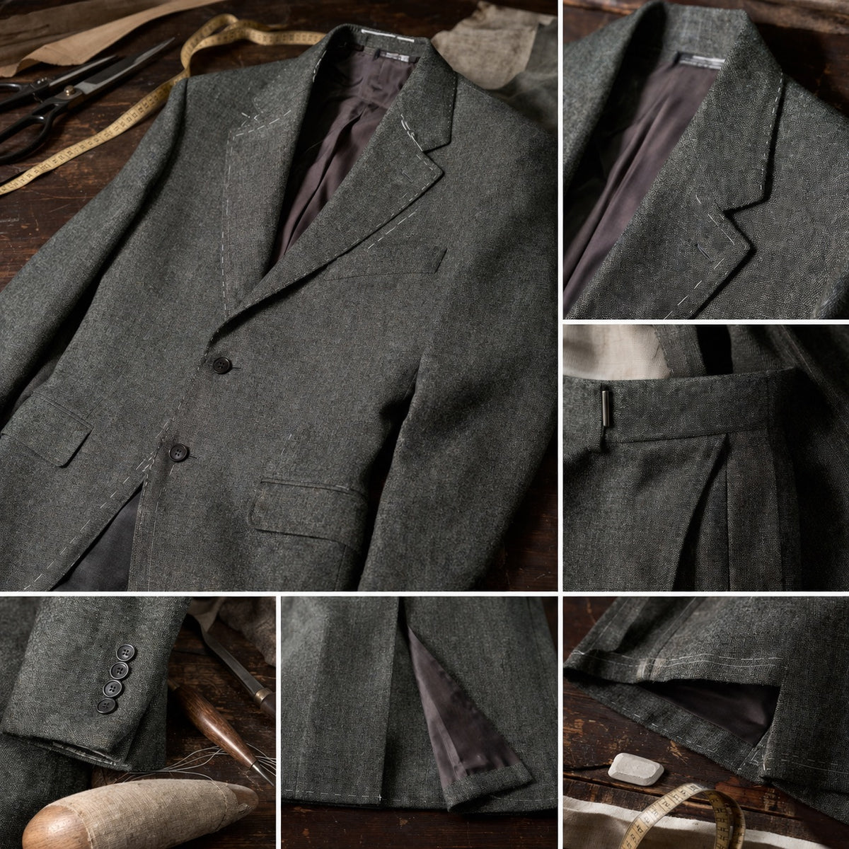 Marylebone single-breasted suit jacket — Suit Jackets by CROWN TAILORING. close detail of the fabric and finish.