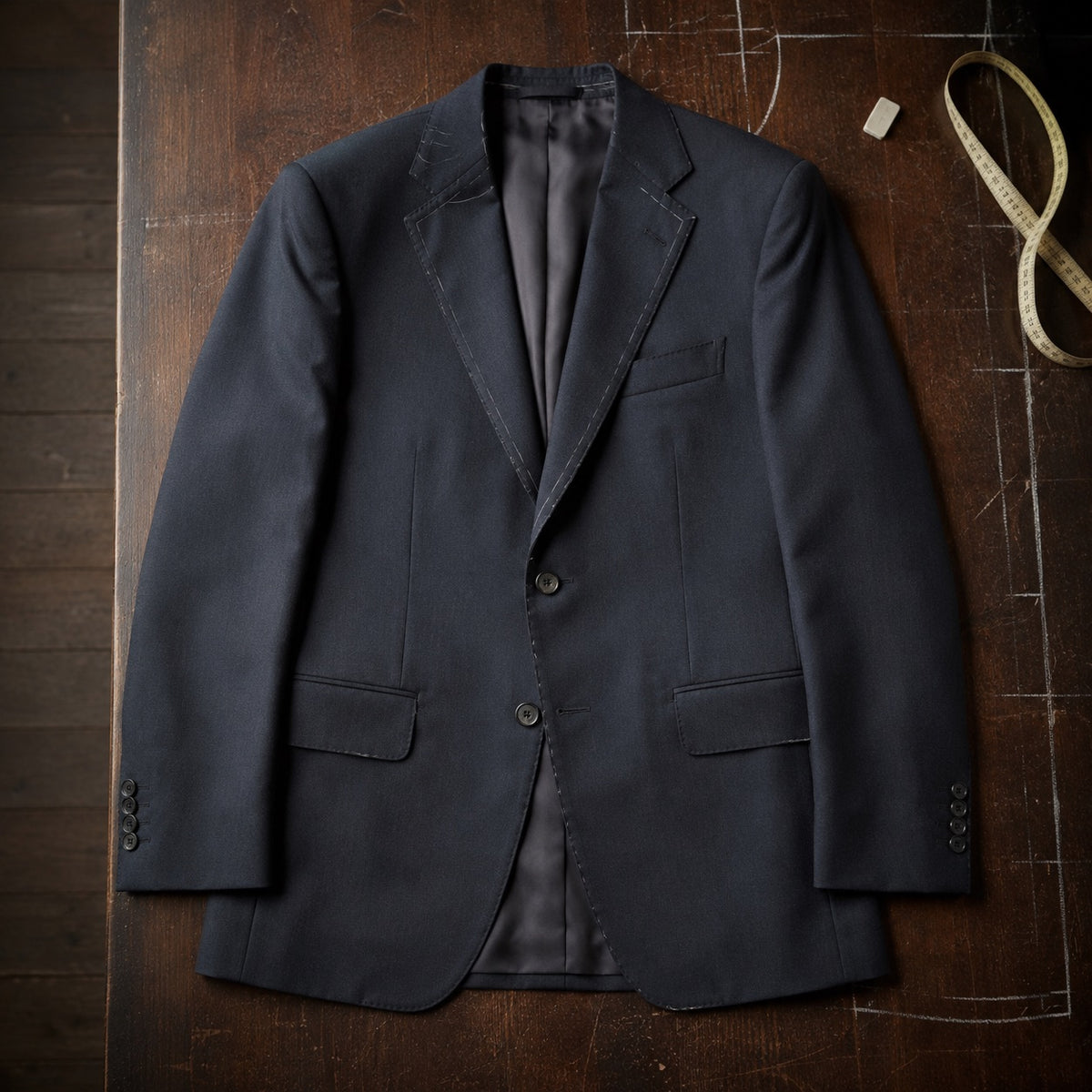 Marylebone single-breasted suit jacket — Suit Jackets by CROWN TAILORING. flat lay, front.