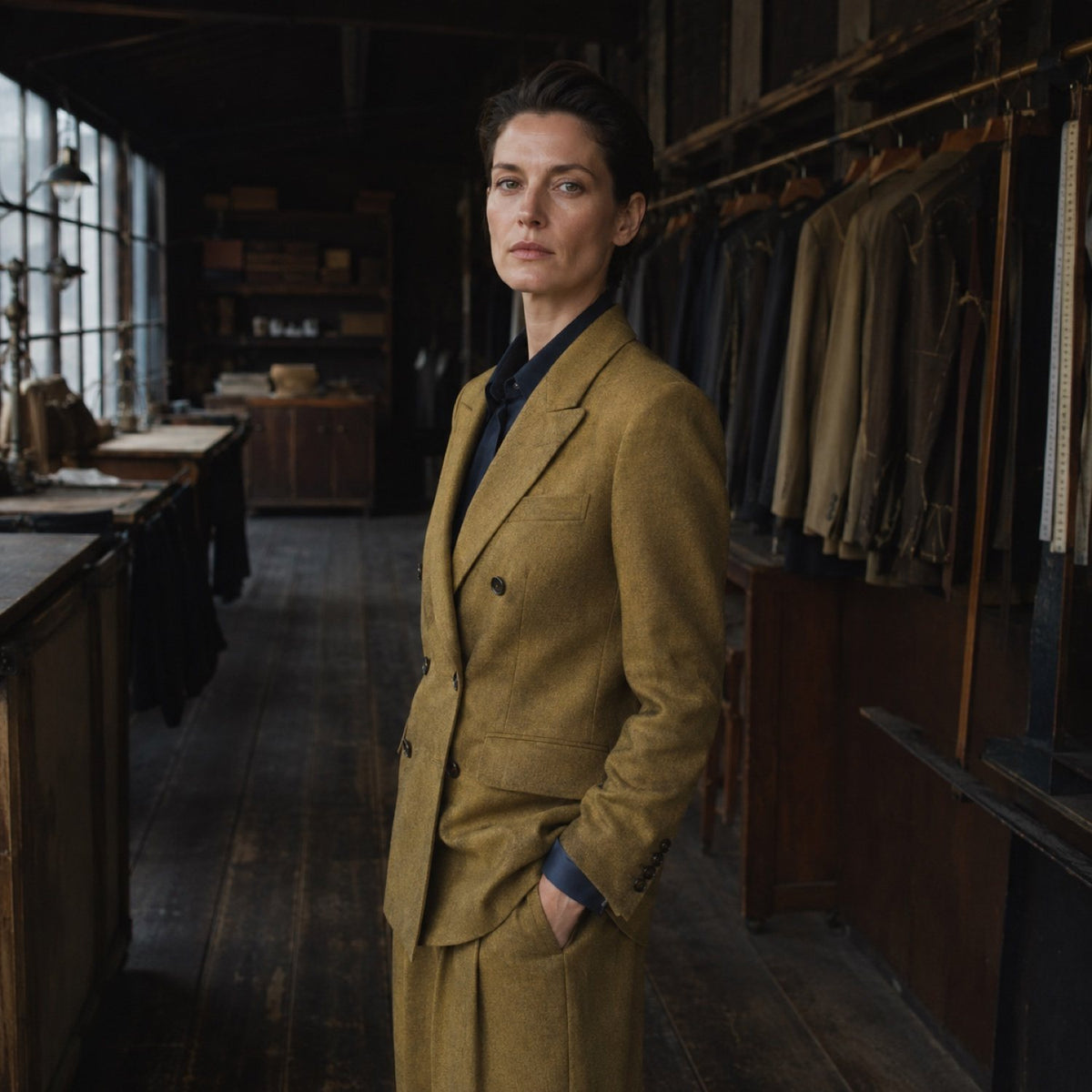 Fitzrovia double-breasted suit jacket — Suit Jackets by CROWN TAILORING. shown worn.
