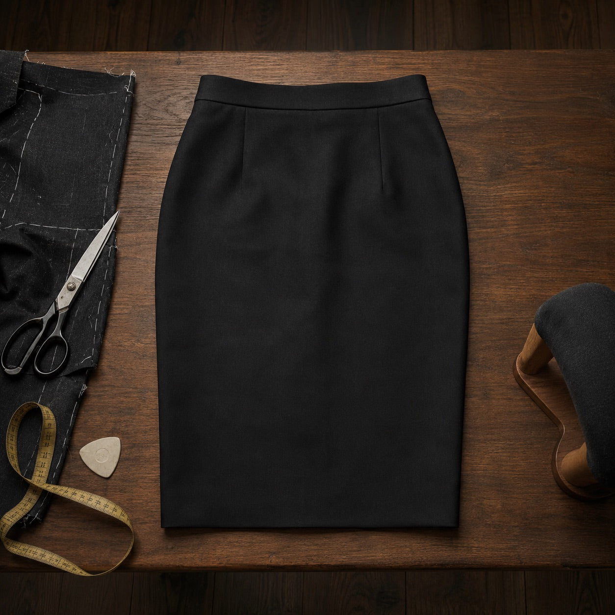 Holborn pencil skirt — Tailored Skirts by CROWN TAILORING. flat lay, front.