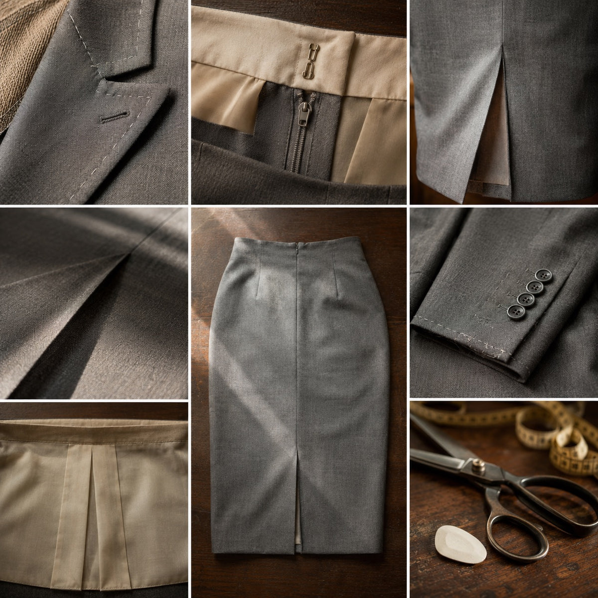 Dartmoor pencil skirt — Tailored Skirts by CROWN TAILORING. close detail of the fabric and finish.