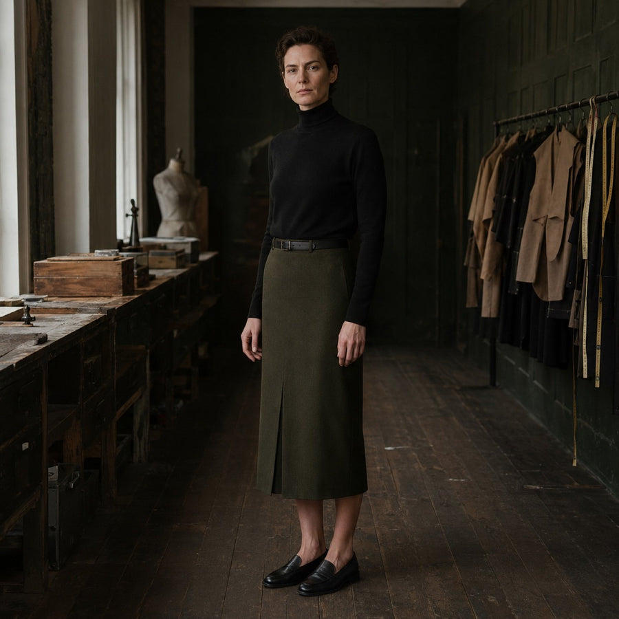 Dartmoor pencil skirt — Tailored Skirts by CROWN TAILORING. shown worn.