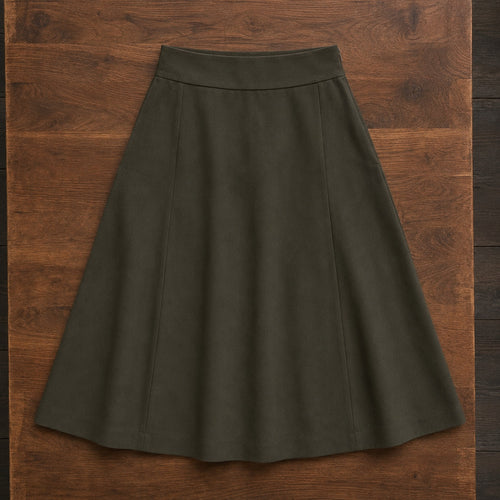 Ashdown A-line midi skirt — Tailored Skirts by CROWN TAILORING. flat lay, front.