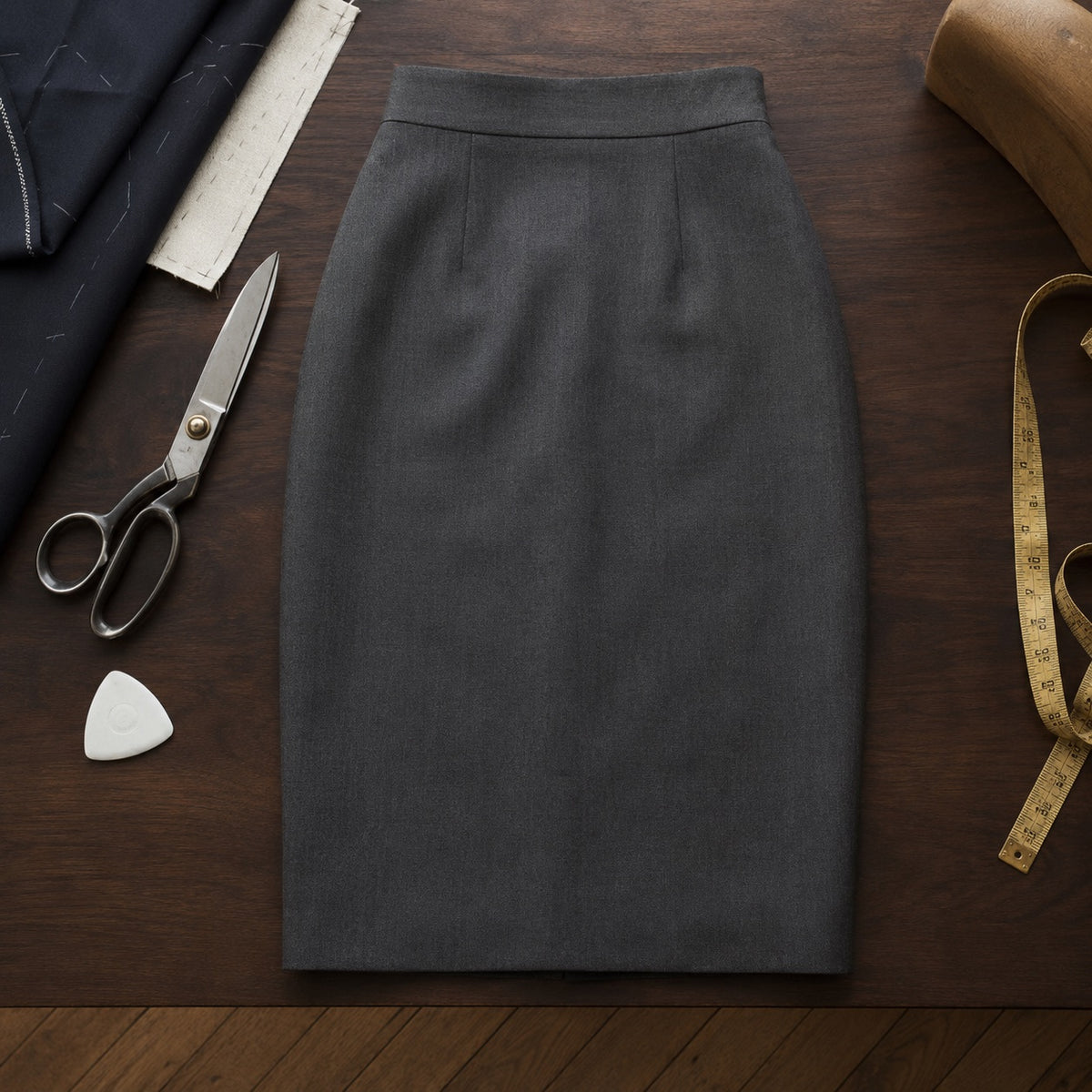 Cavendish pencil skirt — Tailored Skirts by CROWN TAILORING. flat lay, front.