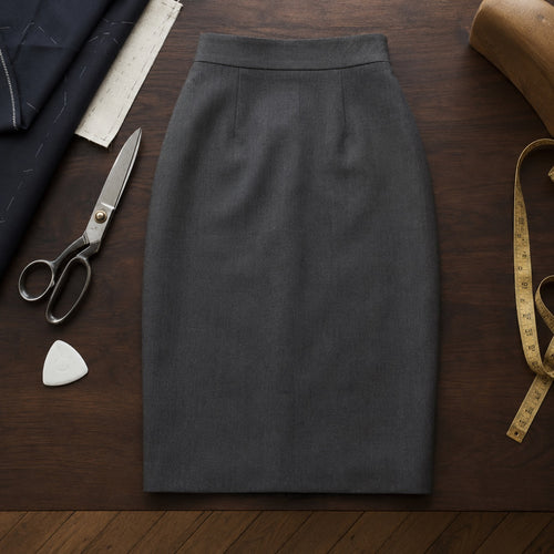 Cavendish pencil skirt — Tailored Skirts by CROWN TAILORING. flat lay, front.