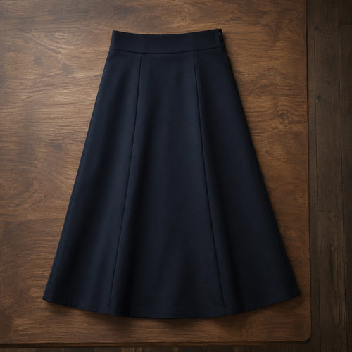 Dartmoor A-line midi skirt — Tailored Skirts by CROWN TAILORING. flat lay, front.