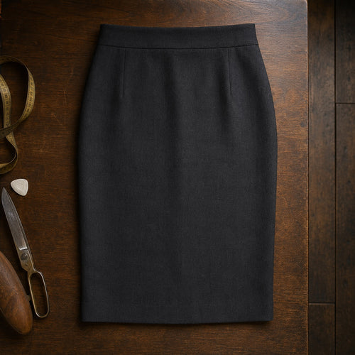 Fitzrovia pencil skirt — Tailored Skirts by CROWN TAILORING. flat lay, front.