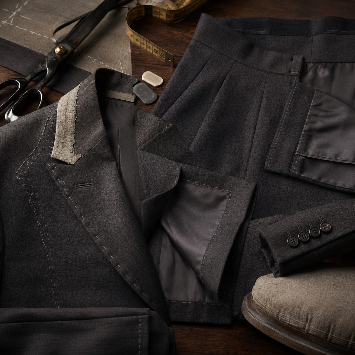 Fitzrovia A-line midi skirt — Tailored Skirts by CROWN TAILORING. close detail of the fabric and finish.