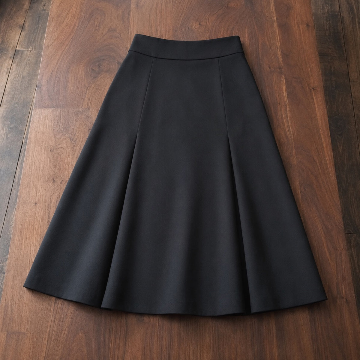 Fitzrovia A-line midi skirt — Tailored Skirts by CROWN TAILORING. flat lay, front.