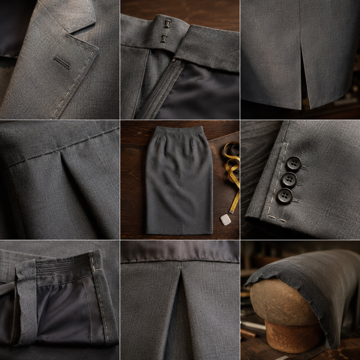 Bracken pencil skirt — Tailored Skirts by CROWN TAILORING. close detail of the fabric and finish.