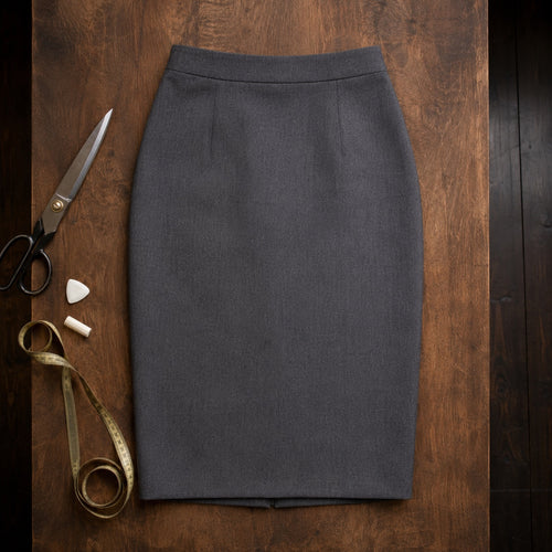 Bloomsbury pencil skirt — Tailored Skirts by CROWN TAILORING. flat lay, front.