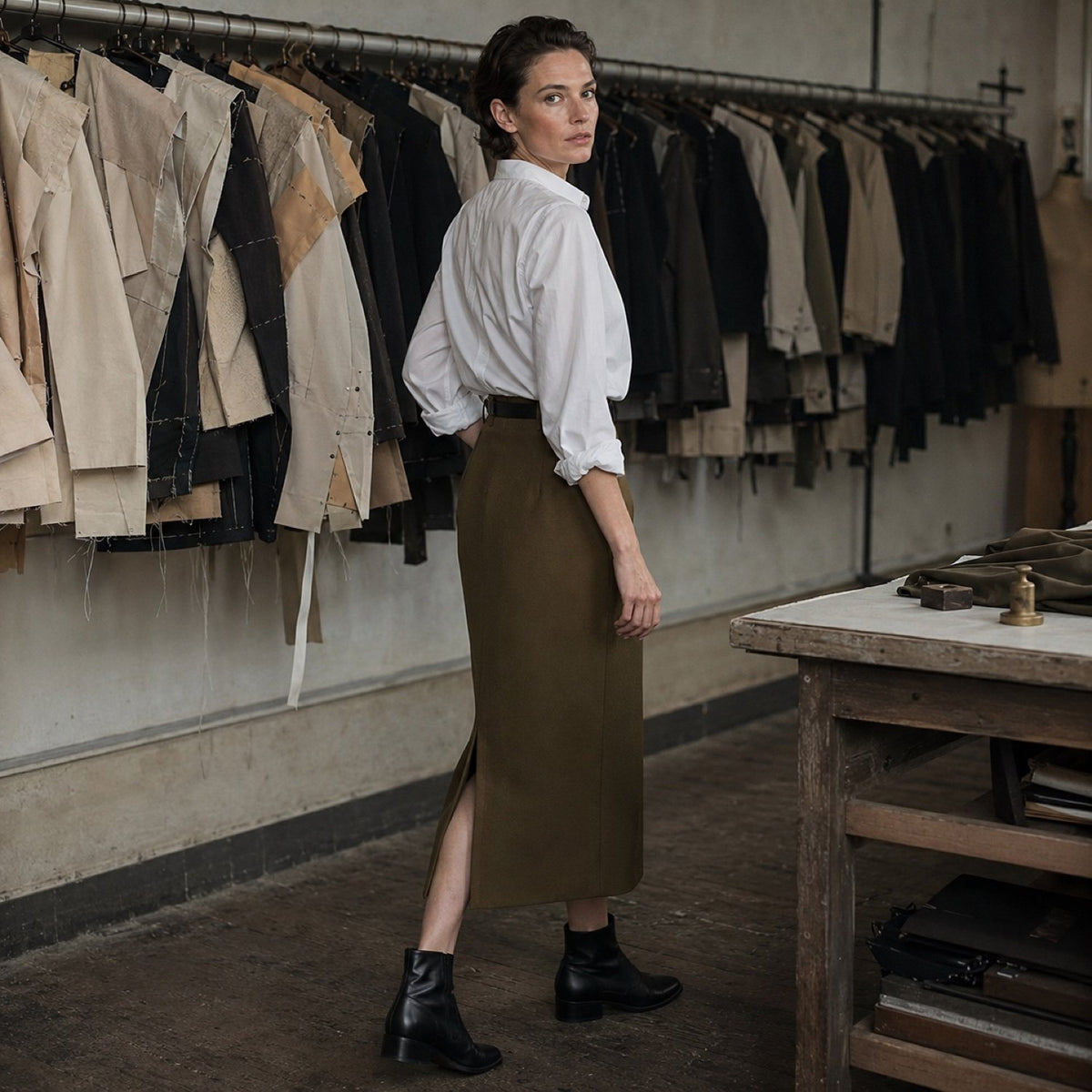 Bloomsbury pencil skirt — Tailored Skirts by CROWN TAILORING. shown worn.