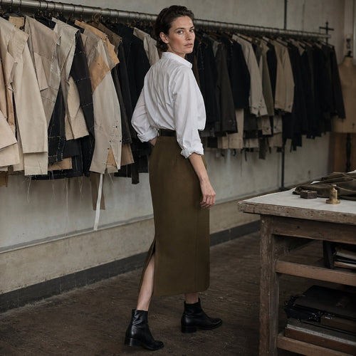 Bloomsbury pencil skirt — Tailored Skirts by CROWN TAILORING. shown worn.
