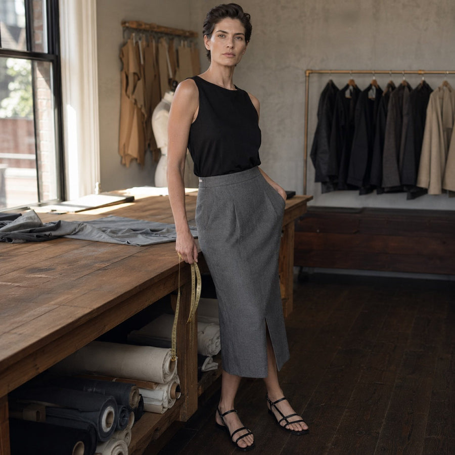 Chiltern pencil skirt — Tailored Skirts by CROWN TAILORING. shown worn.