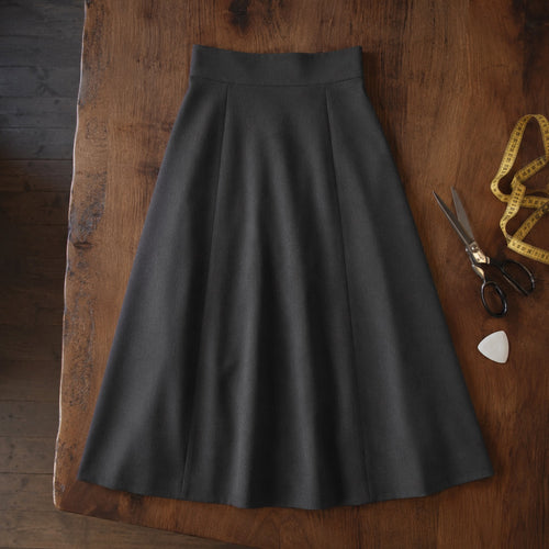 Sloe A-line midi skirt — Tailored Skirts by CROWN TAILORING. flat lay, front.