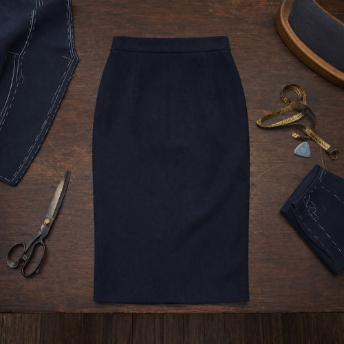 Clerkenwell pencil skirt — Tailored Skirts by CROWN TAILORING. flat lay, front.