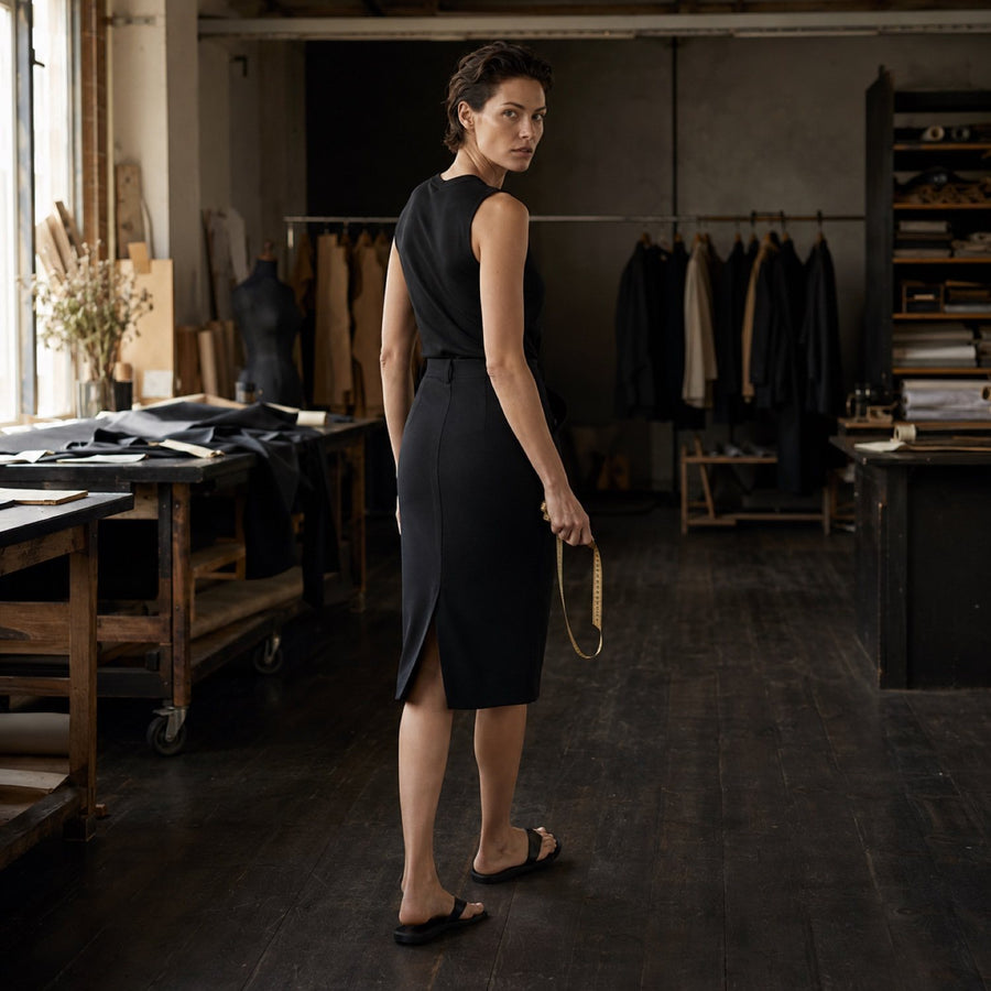 Clerkenwell pencil skirt — Tailored Skirts by CROWN TAILORING. shown worn.