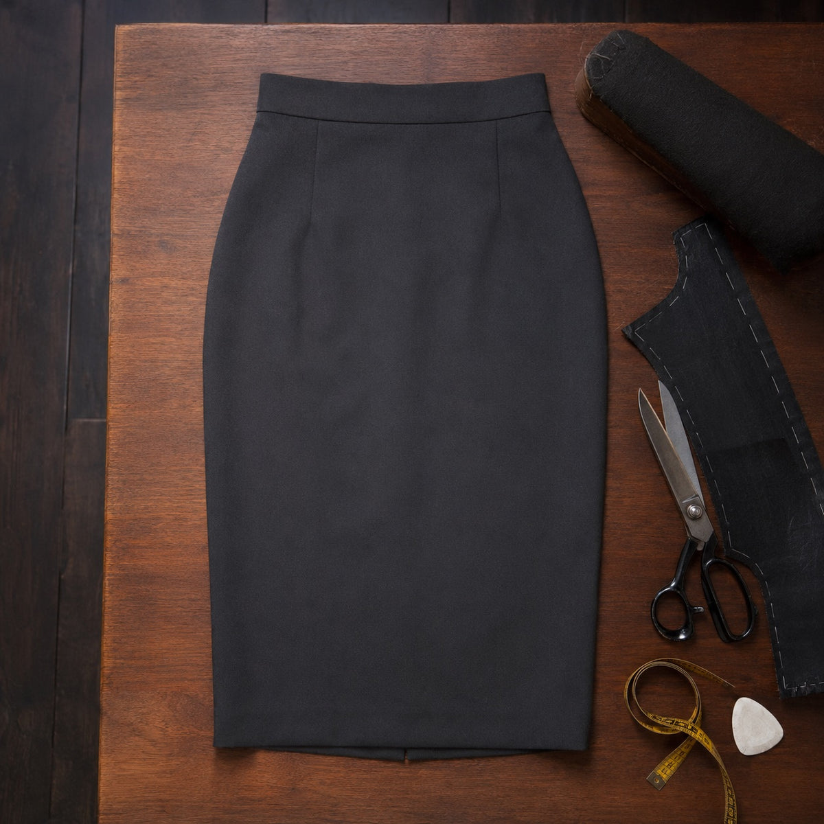 Marylebone pencil skirt — Tailored Skirts by CROWN TAILORING. flat lay, front.