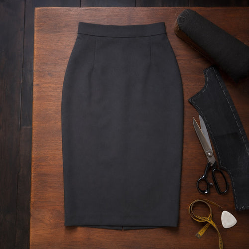 Marylebone pencil skirt — Tailored Skirts by CROWN TAILORING. flat lay, front.