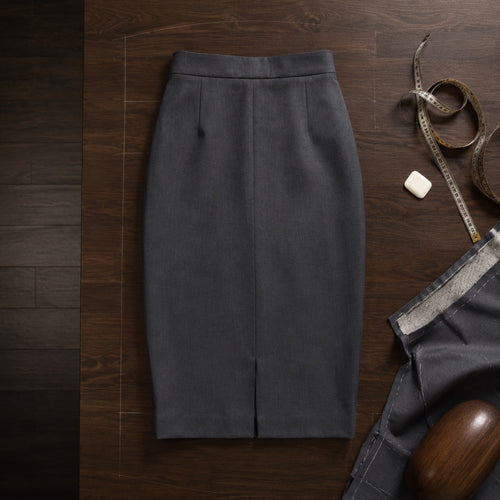 Yarrow pencil skirt — Tailored Skirts by CROWN TAILORING. flat lay, front.