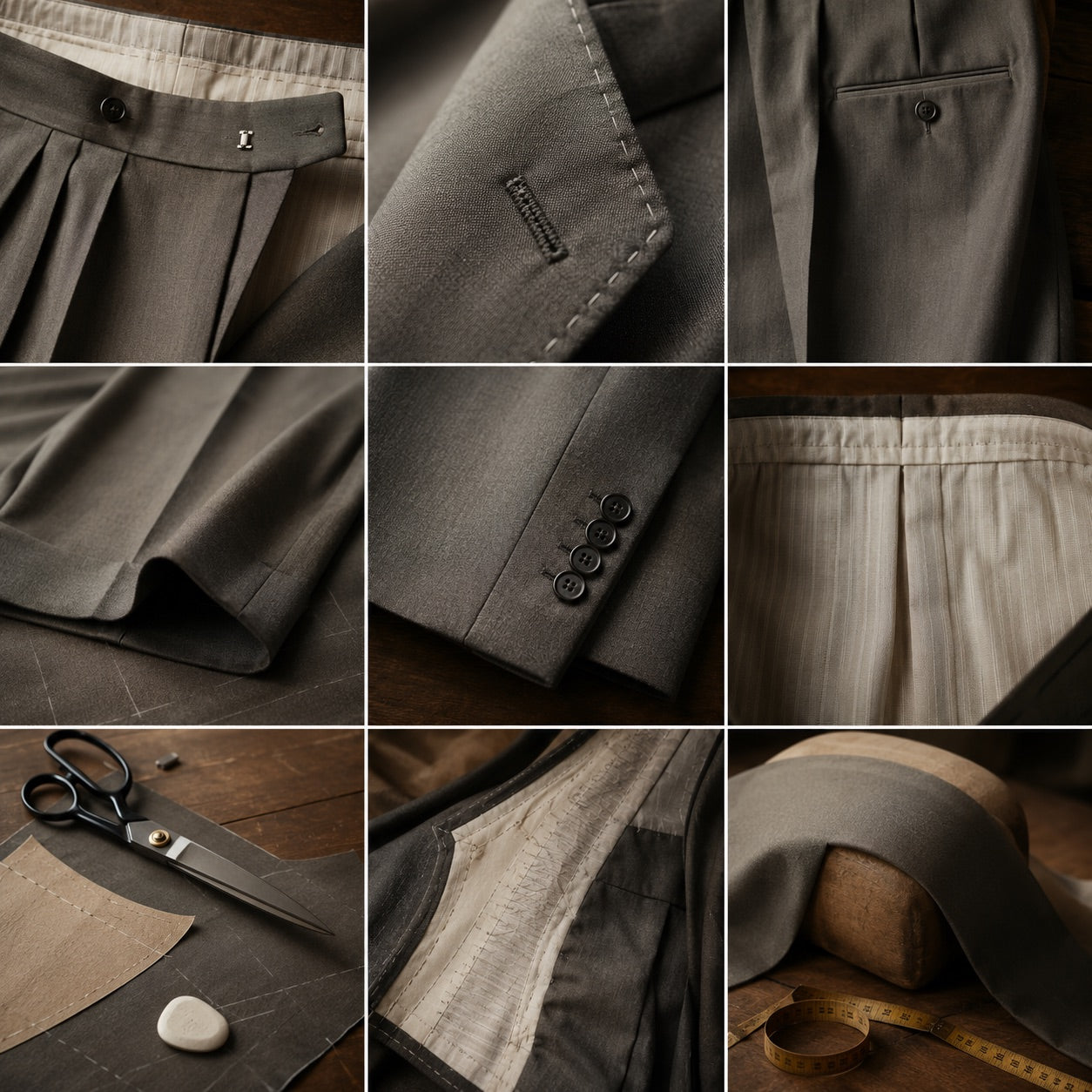 Holborn wide-leg tailored trousers — Tailored Trousers by CROWN TAILORING. close detail of the fabric and finish.