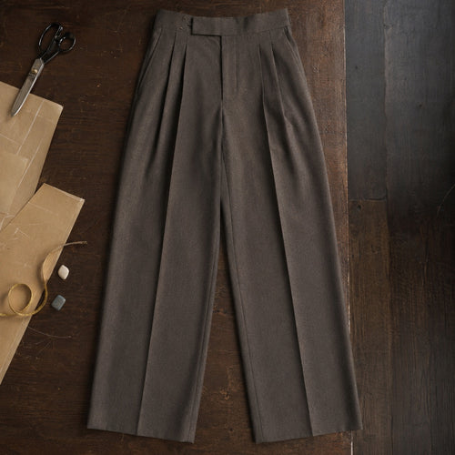 Holborn wide-leg tailored trousers — Tailored Trousers by CROWN TAILORING. flat lay, front.