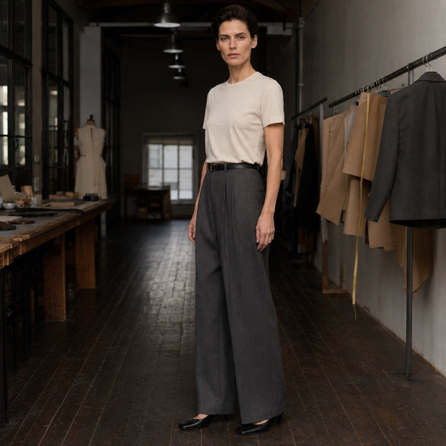 Holborn wide-leg tailored trousers — Tailored Trousers by CROWN TAILORING. shown worn.