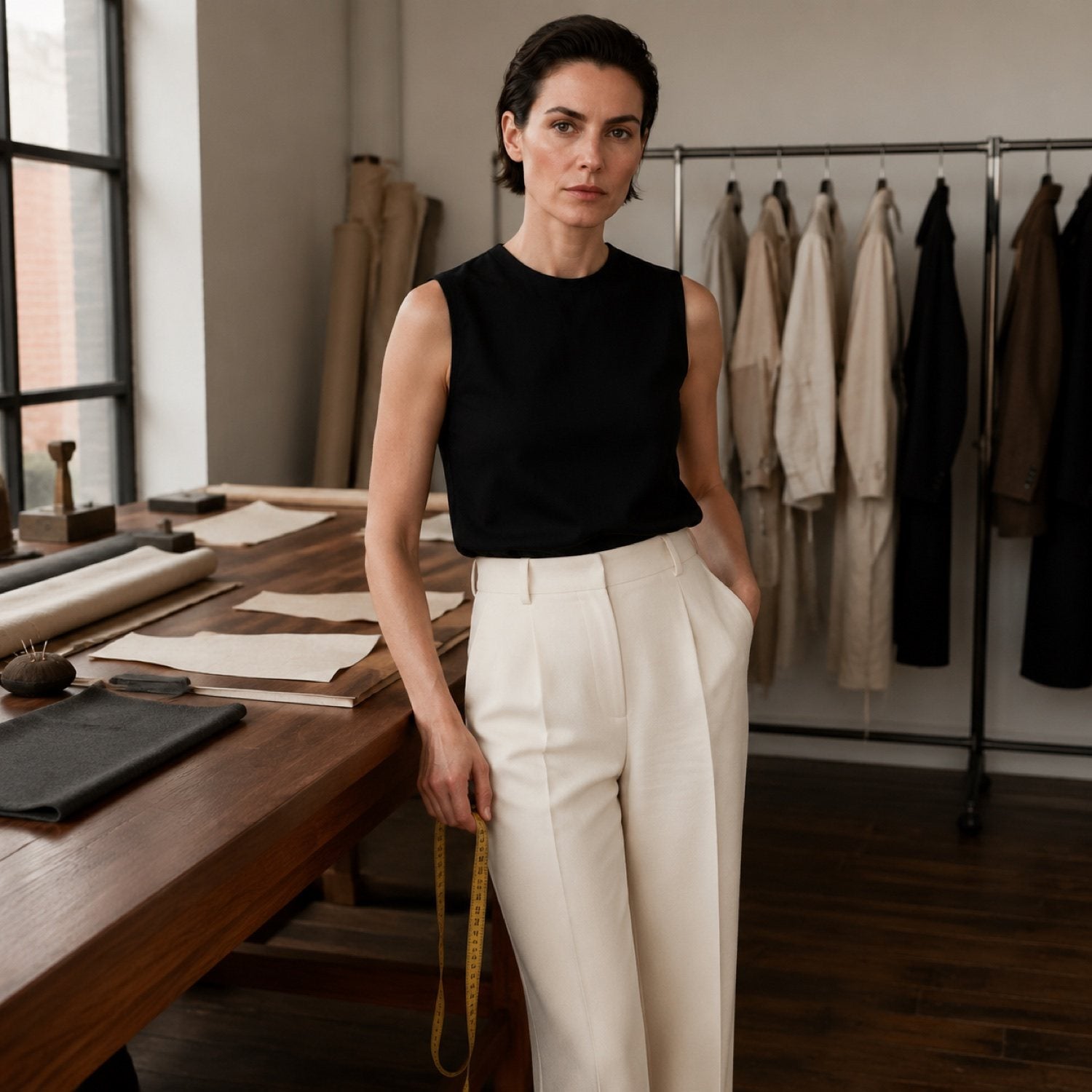 Bloomsbury straight-leg tailored trousers — Tailored Trousers by CROWN TAILORING. shown worn.