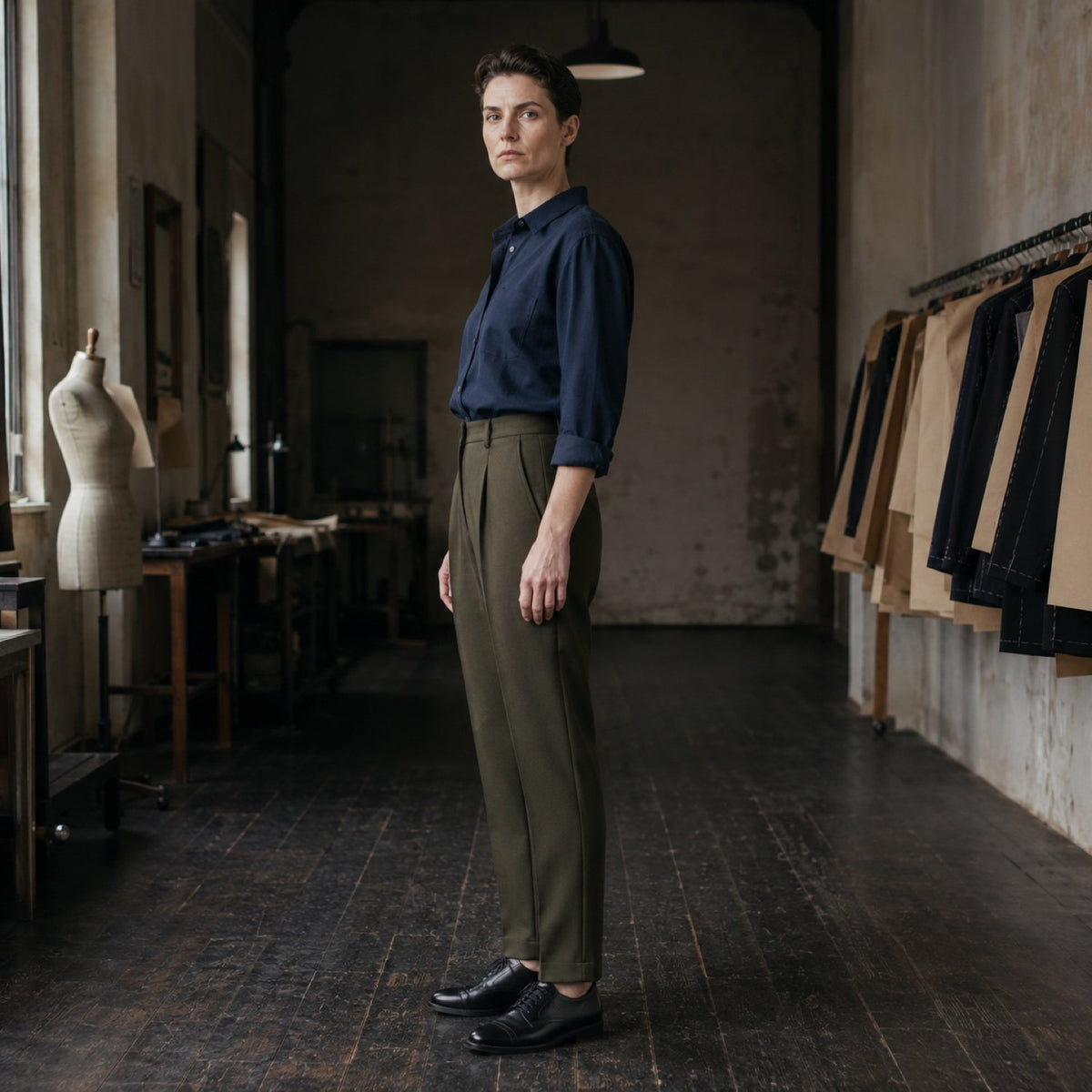 Dartmoor cigarette-leg tailored trousers — Tailored Trousers by CROWN TAILORING. shown worn.