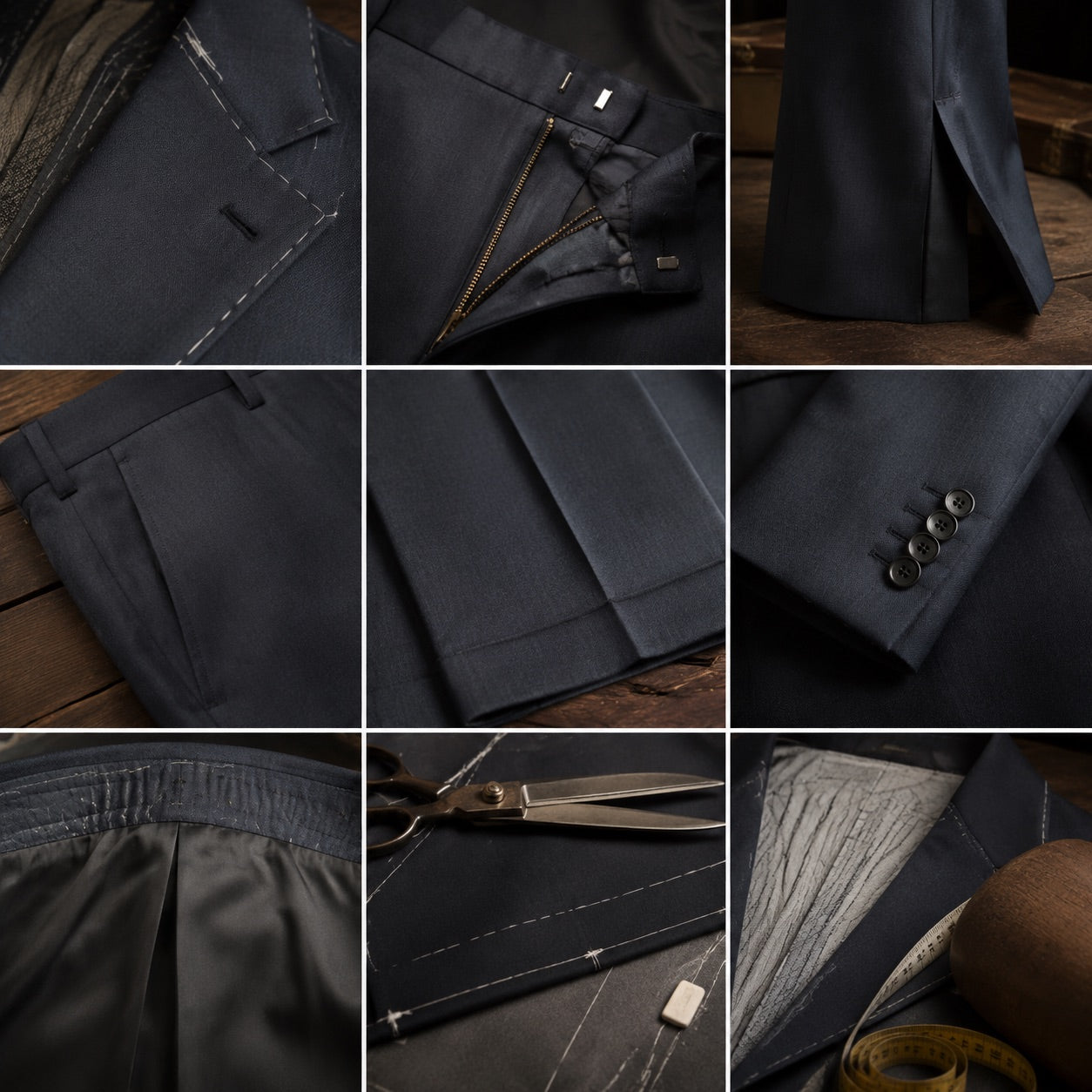 Ashdown straight-leg tailored trousers — Tailored Trousers by CROWN TAILORING. close detail of the fabric and finish.