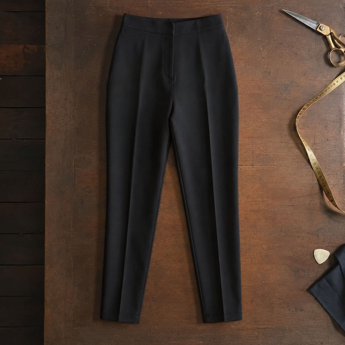 Cavendish cigarette-leg tailored trousers — Tailored Trousers by CROWN TAILORING. flat lay, front.