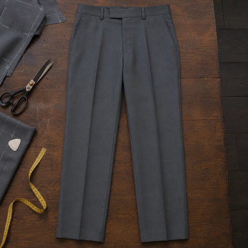Marylebone straight-leg tailored trousers — Tailored Trousers by CROWN TAILORING. flat lay, front.