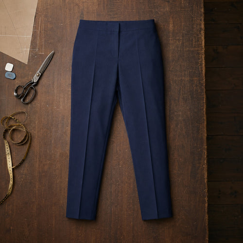 Holborn cigarette-leg tailored trousers — Tailored Trousers by CROWN TAILORING. flat lay, front.
