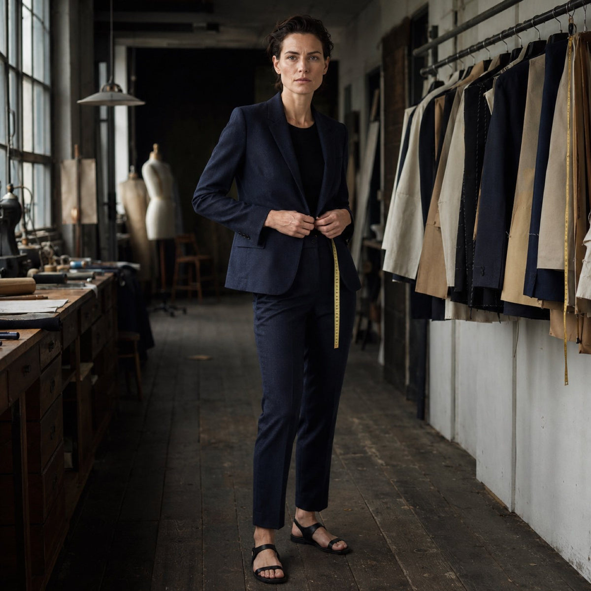 Holborn cigarette-leg tailored trousers — Tailored Trousers by CROWN TAILORING. shown worn.