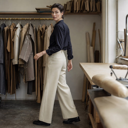 Pimlico wide-leg tailored trousers — Tailored Trousers by CROWN TAILORING. shown worn.