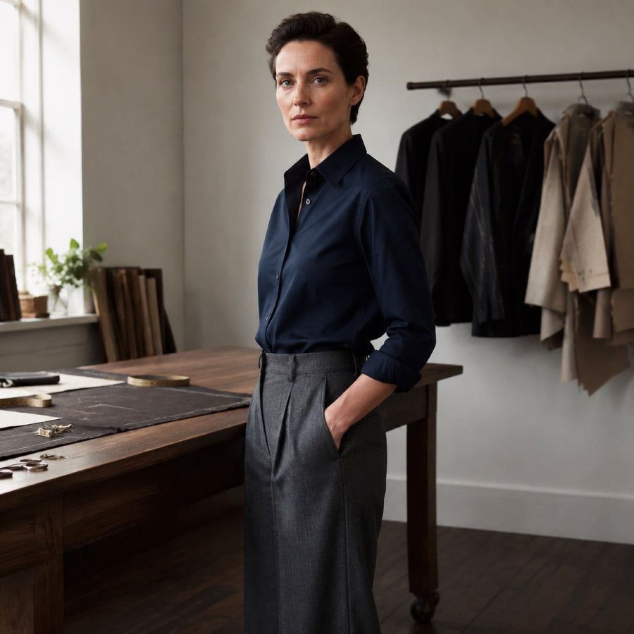 Clerkenwell wide-leg tailored trousers — Tailored Trousers by CROWN TAILORING. shown worn.