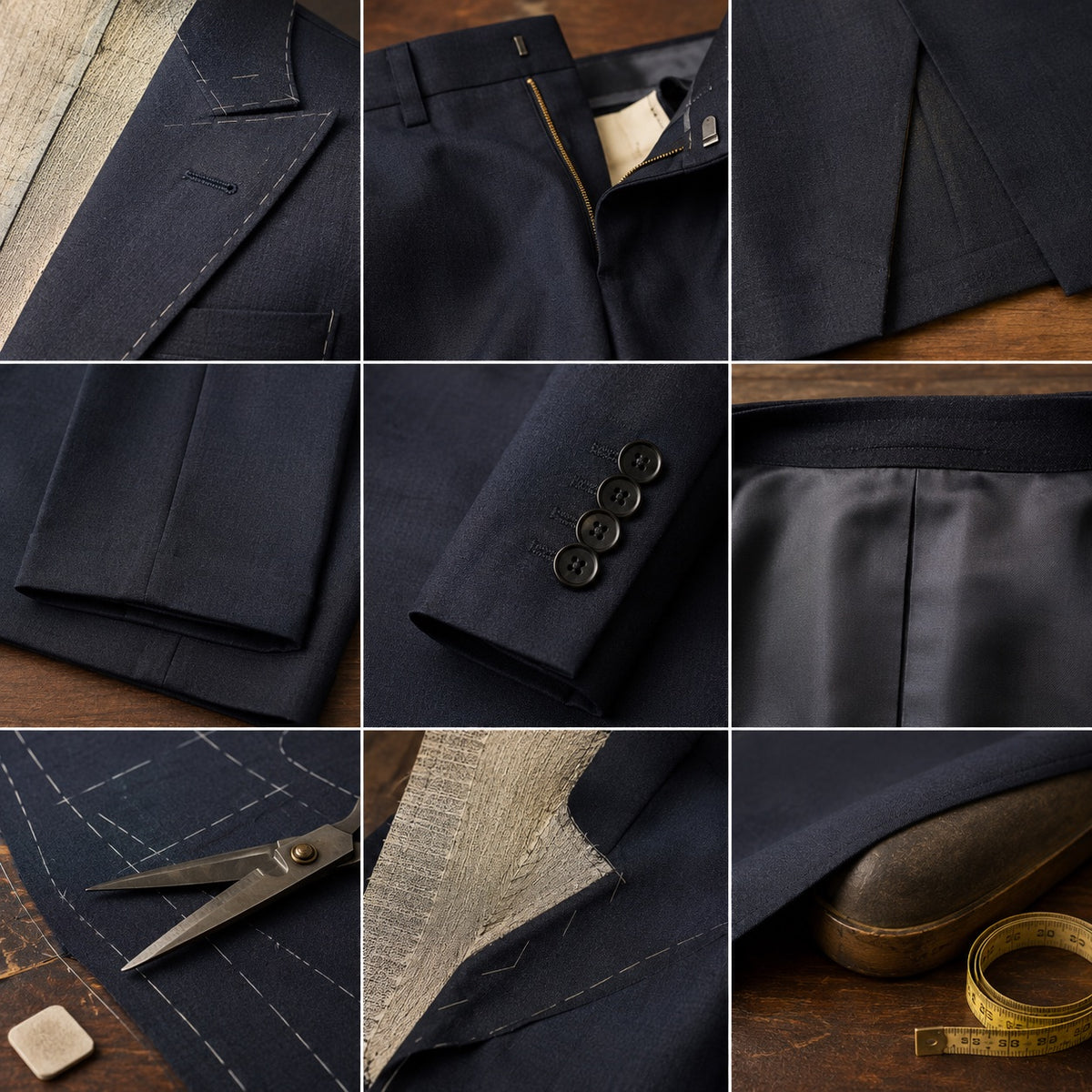 Sloe straight-leg tailored trousers — Tailored Trousers by CROWN TAILORING. close detail of the fabric and finish.