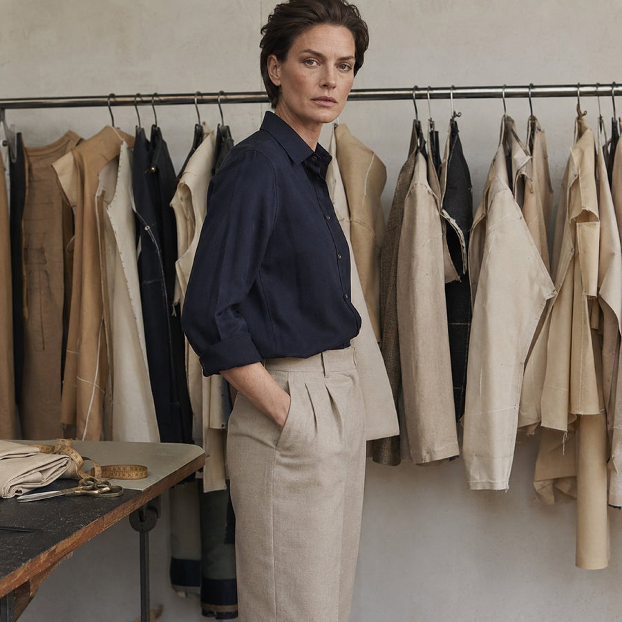 Sloe straight-leg tailored trousers — Tailored Trousers by CROWN TAILORING. shown worn.