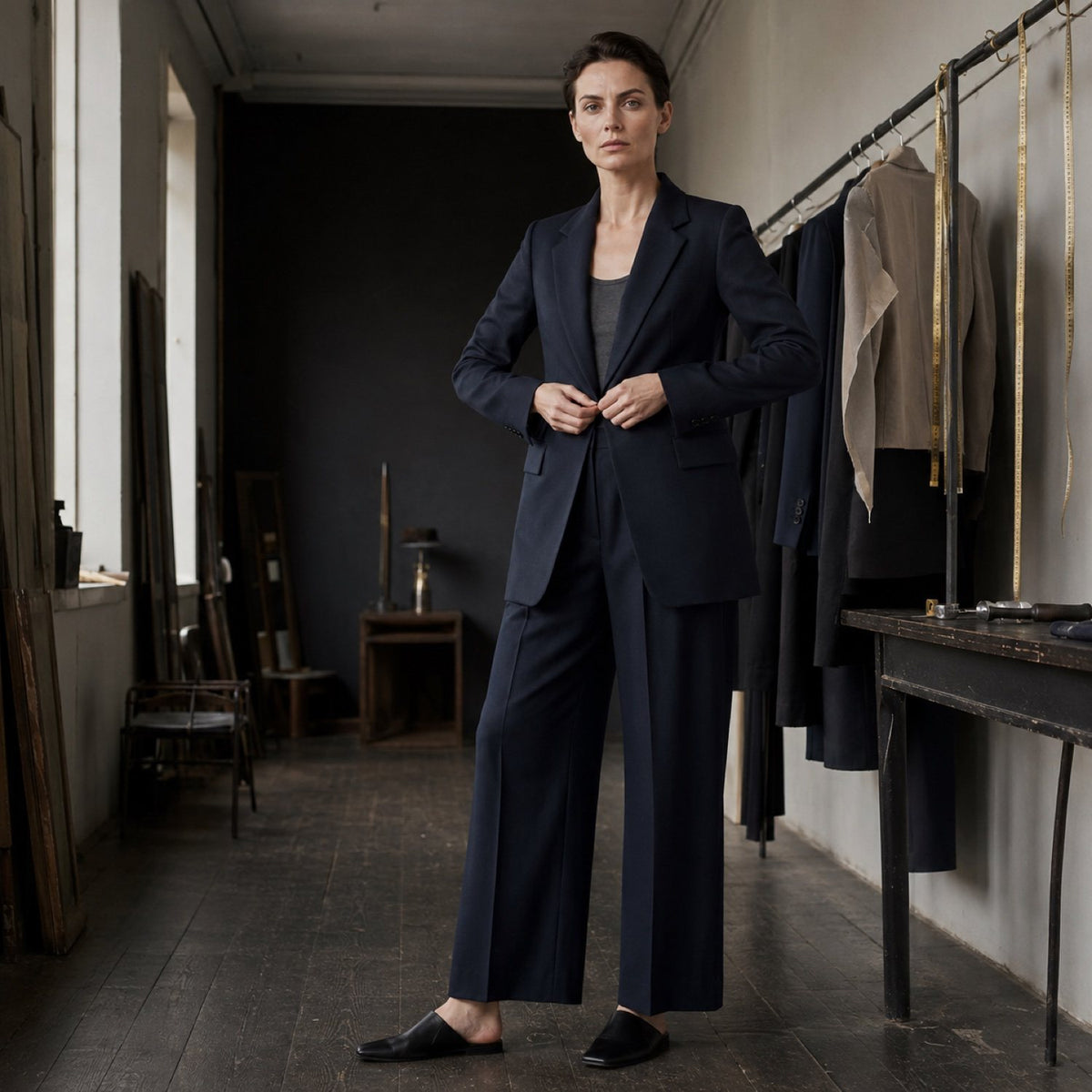 Bloomsbury wide-leg tailored trousers — Tailored Trousers by CROWN TAILORING. shown worn.
