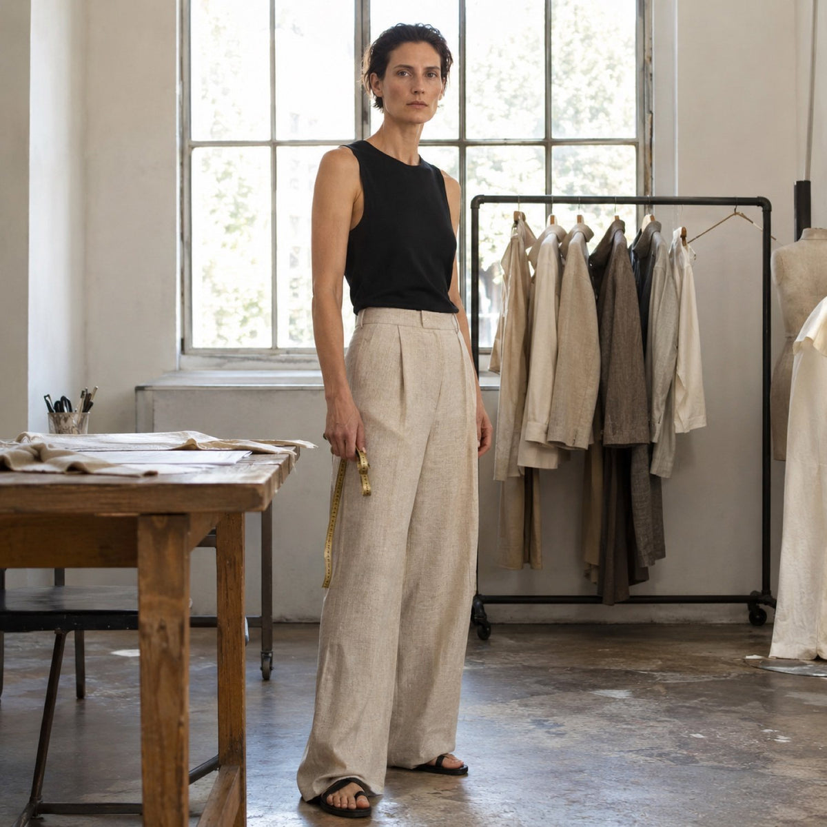 Severn wide-leg tailored trousers — Tailored Trousers by CROWN TAILORING. shown worn.