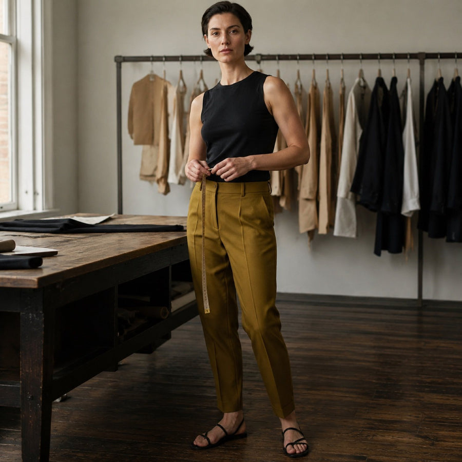 Yarrow cigarette-leg tailored trousers — Tailored Trousers by CROWN TAILORING. shown worn.