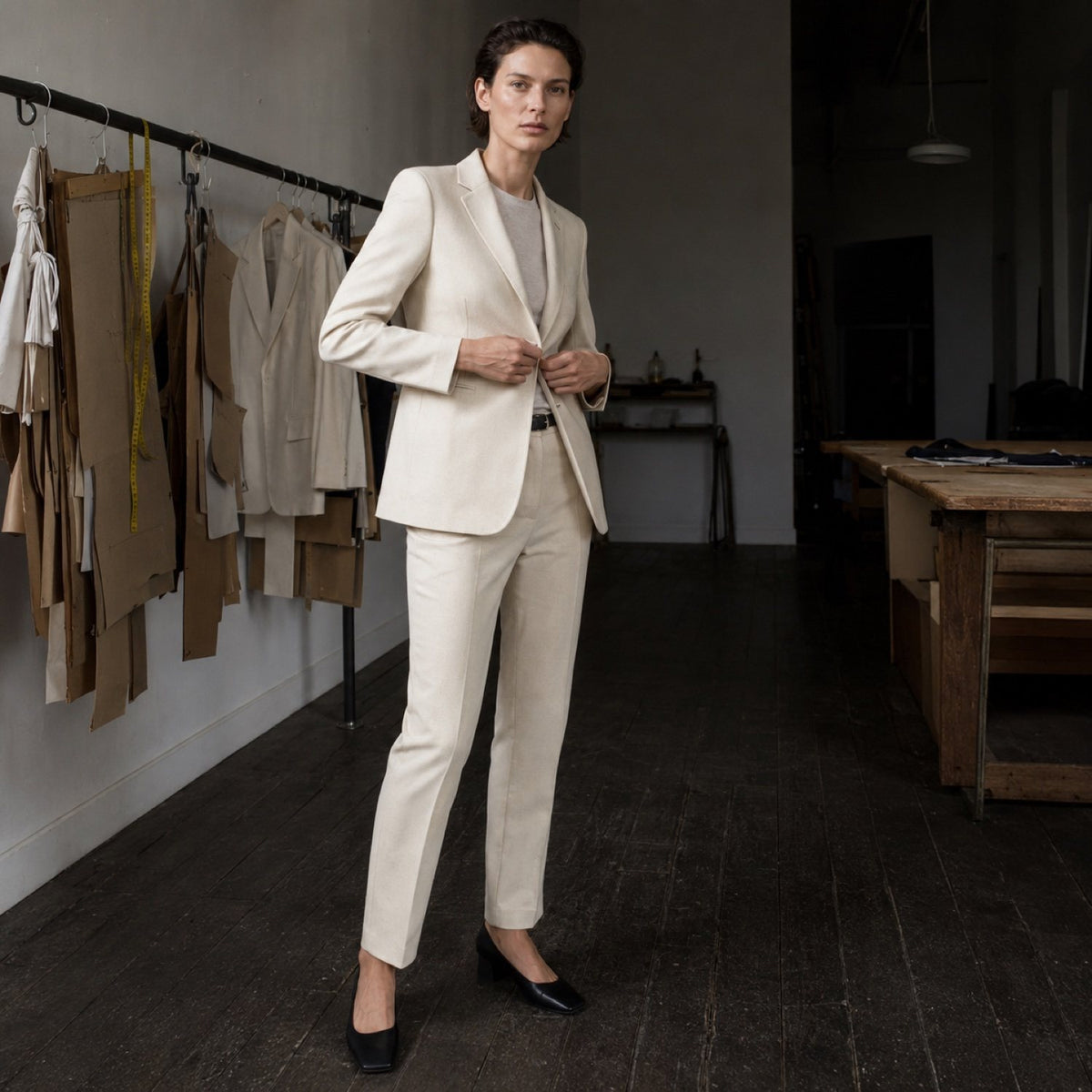 Marylebone cigarette-leg tailored trousers — Tailored Trousers by CROWN TAILORING. shown worn.