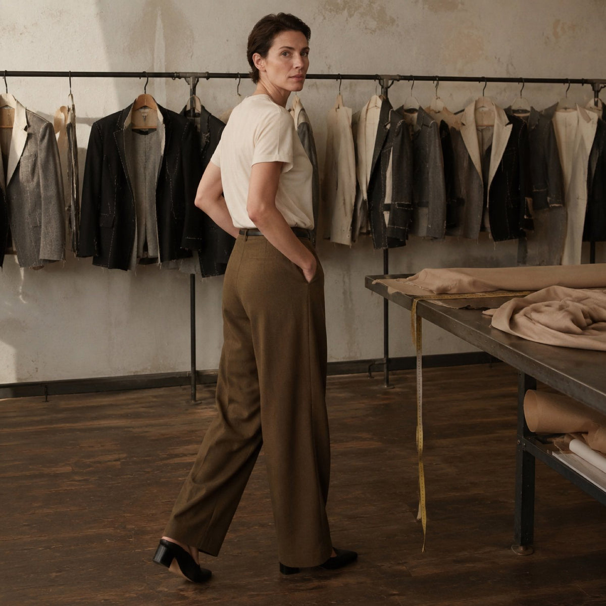 Dartmoor wide-leg tailored trousers — Tailored Trousers by CROWN TAILORING. shown worn.